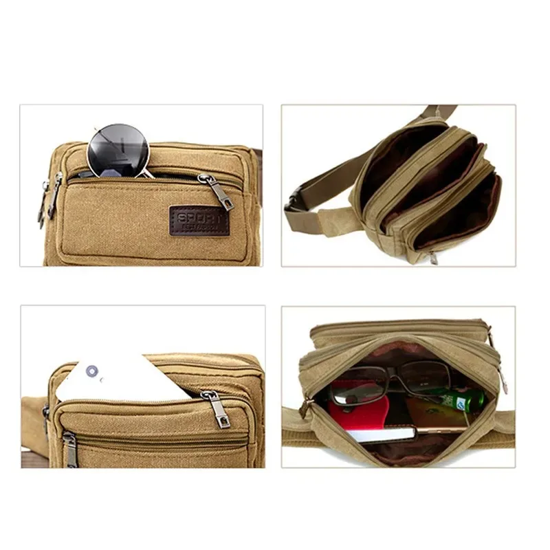 Leinwand Taille Tasche Outdoor Sport Multifunktionale Männliche Taille Pack Hohe Qualität Langlebig Hohe kapazität Taschen Tragbare Telefon Geldbörse – Detail 27