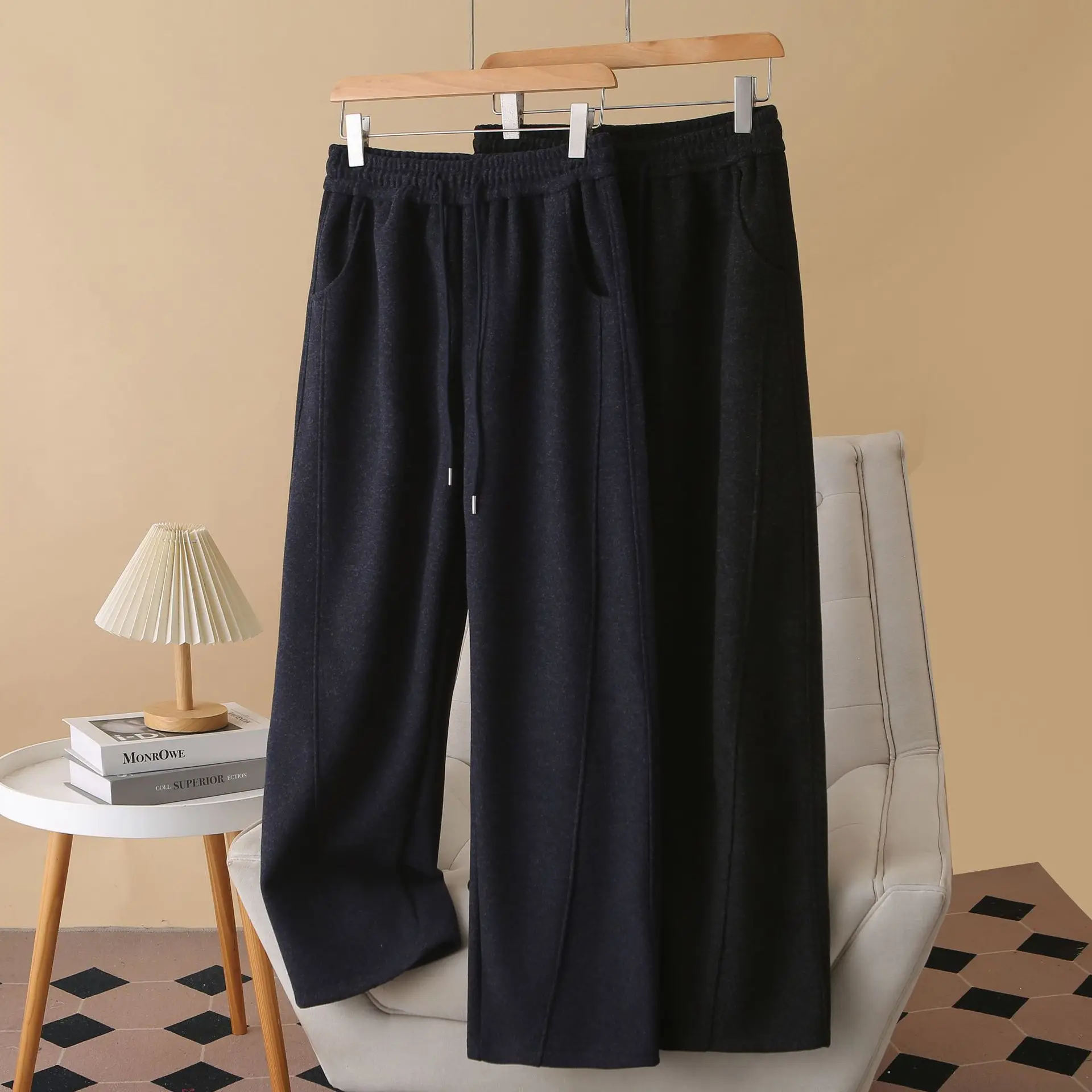 XXXXL Fashion Plus Size Women's Straight Pants 2025 Autumn New Style Simple Thickened Curved Casual Trousers 888