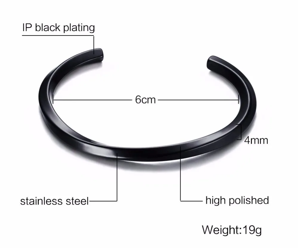 Mens Bracelets Bangles 316l Stainless Steel Simple Twist Cuff Open Bangle Bracelet Black Silver-color Punk Bike Fashion Jewelry Men Accessories pulseira masculina 19