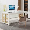 Computer Desk 55" Large Office Desk Storage Cabinet，Drawers Farmhouse  Long Monitor Stand Reversible Desk Power Outlets 3