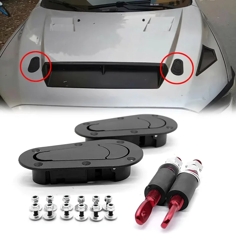 Hood Pins Lock 2Pcs Universal Racing Car Hood Pin Engine Bonnet Latch Mount Kit with/without Lock Key