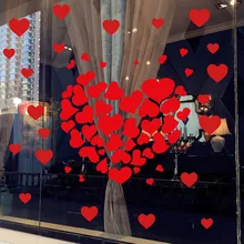 

Valentine's Day Red Heart Wall Sticker Holiday Wedding Home Decoration DIY Self-adhesive Glass Sticker Floor Sticker
