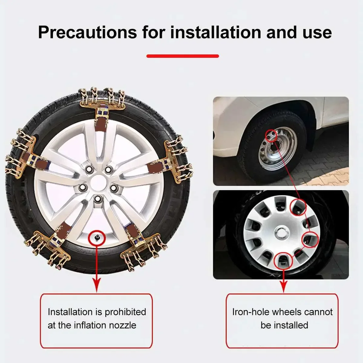 Universal Steel Truck Car Wheels Tyre Tire Snow Ice Winter Chains Belt Winter Anti-skid Vehicles SUV Wheel Chain Mud Road Safety