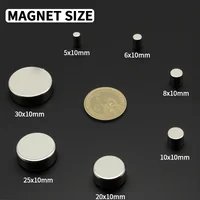แม่เหล็กทรงกลมแรงสูง แม่เหล็กนีโอไดเมียมทรงพลัง N35 NdFeB แม่เหล็กถาวร แม่เหล็กติดตู้เย็น ขนาด 10x10 20x10 30x10 มม. 2
