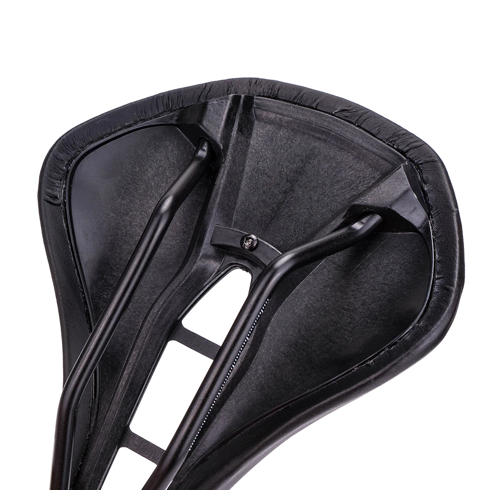 Selle De Vélo De Course BYOX – Cuir, Noir Et Rouge, Mousse Fine – Universelle – NEUVE