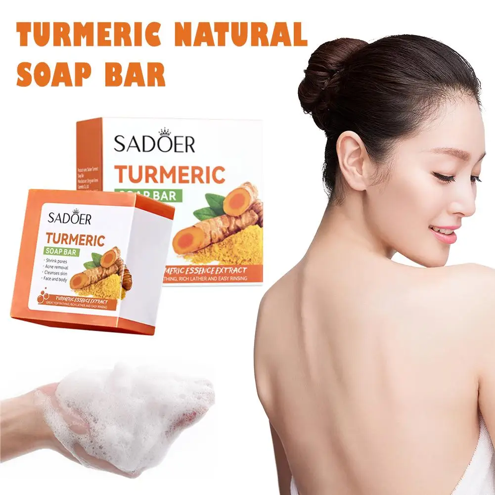 

100g Turmeric Body Face Wash Essential Oil Soaps Pores Refining Acne Treatment Skin-friendly Gentle Cleaning Facial Soap Bar