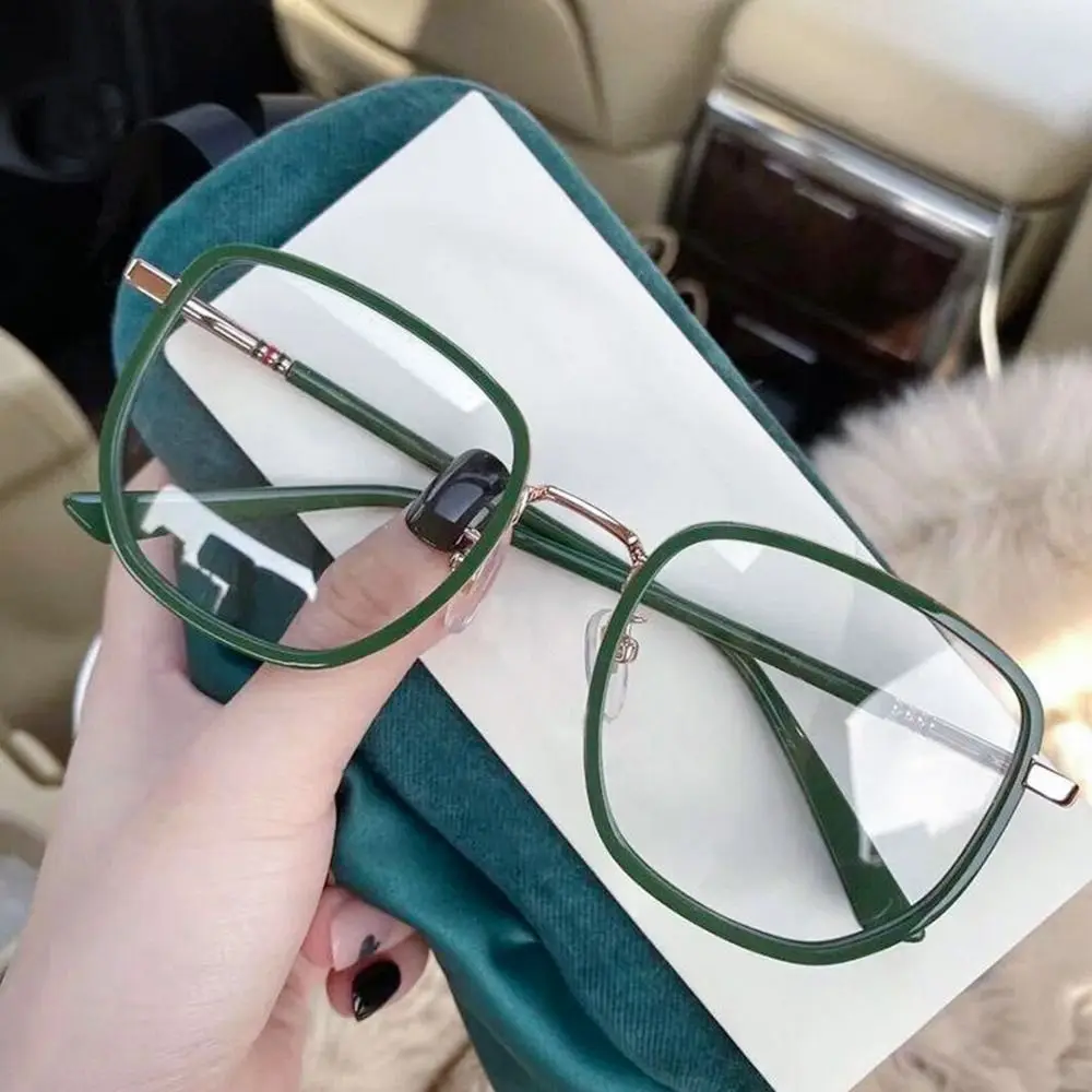 Gafas Retro de gran tamaño para mujer, anteojos con montura de Metal, antiluz azul, ultraligeros, ópticas, a la moda, para ordenador