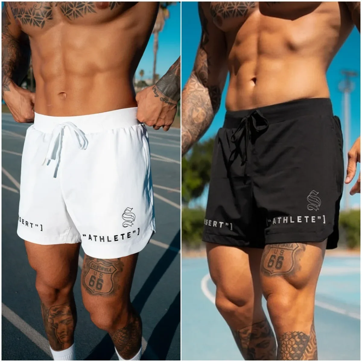 American Style Men's Fitness Short Pants Quick Dry Breathable Elastic Running Gym Leisure Basketball Shorts