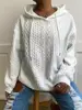 Big Size Women's Long Sleeve Loose Casual Twist Solid Colour V-Neck Hooded Sweatshirt