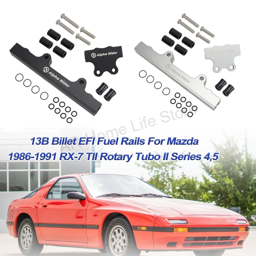 Rx7 Radium Rail New Black/Silver 13B Billet EFI Fuel Rails For Mazda RX-7 TII 1986-1991 ...