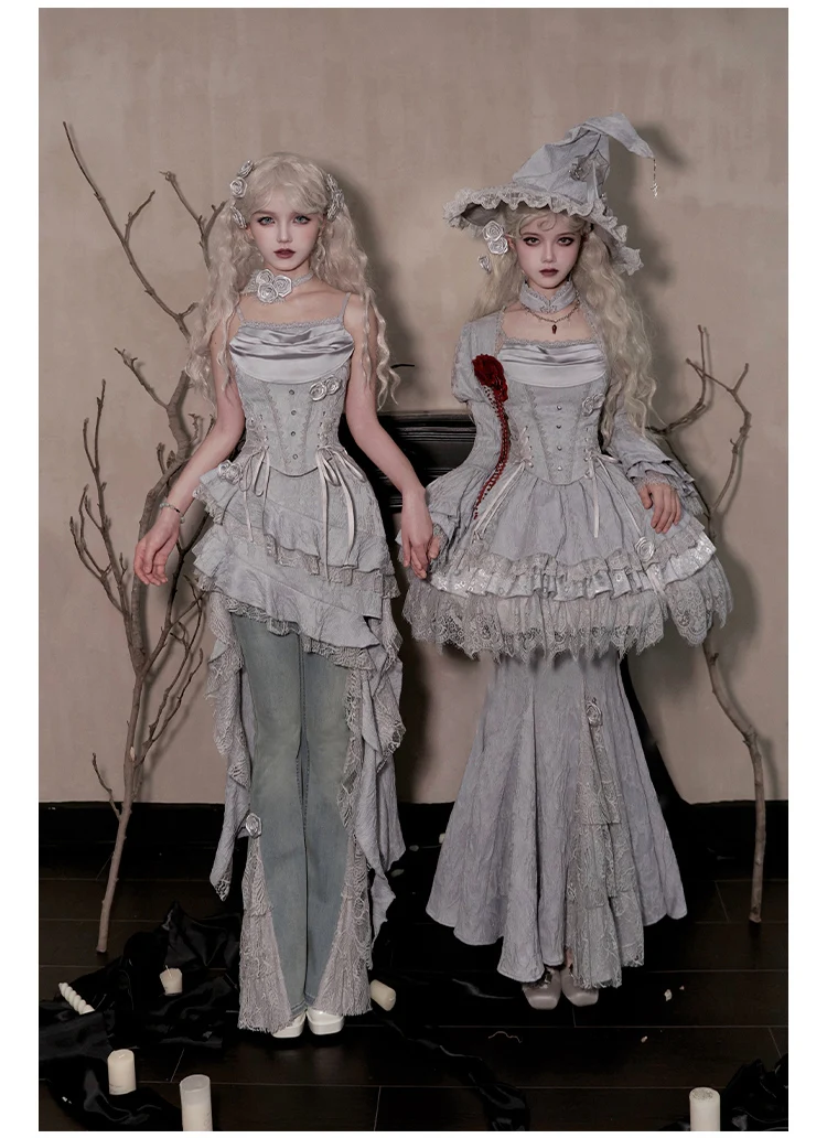 Women's Gothic Camisole Fishtail Skirt Set