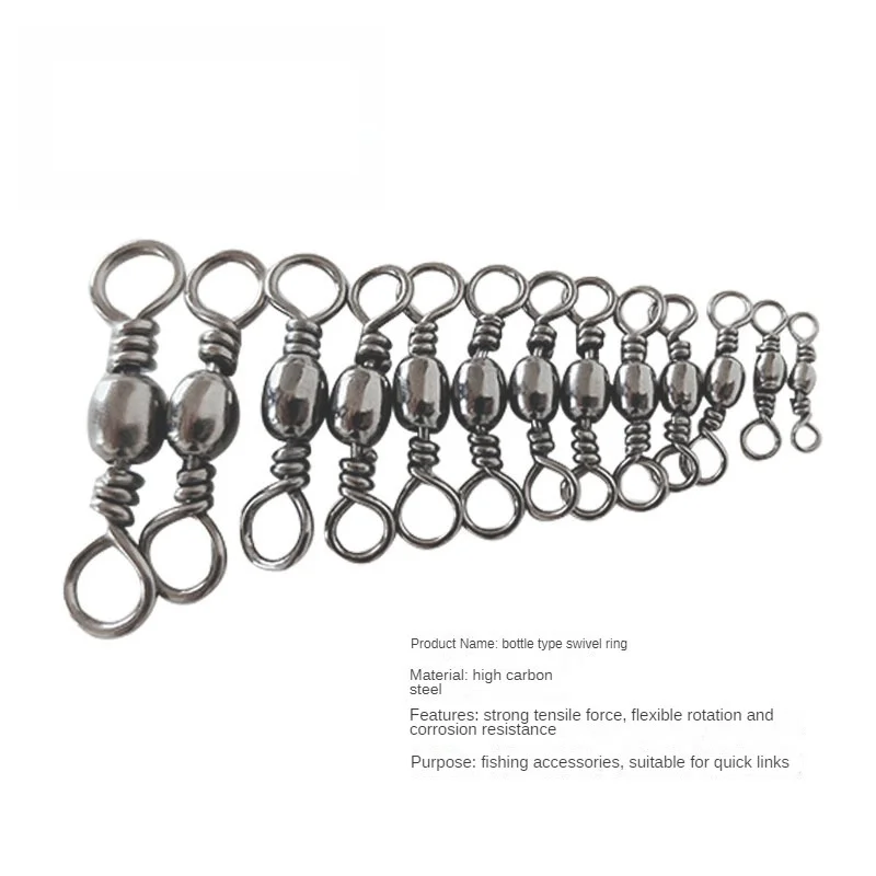 50pcs/lot Fishing Swivel Ball Bearing High Carbon Steel Flexible Rotation 8  Ring Connector Rolling Swivel Fishing Accessories