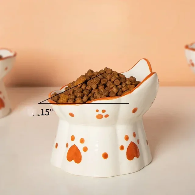 Cat Ceramic Food Bowl Elevated Pet Drinking Eating Feeders Small Puppy Dogs Snack Water Bowls Set Cats Feeding Accessories 4