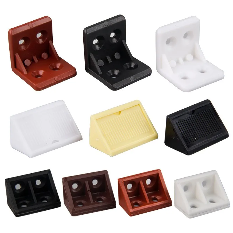 10PCS Corner Bracket Nylon Plastic Thickened Furniture Closet Right Angle 90 Degree Connecting Fittings Corner Code With Screws