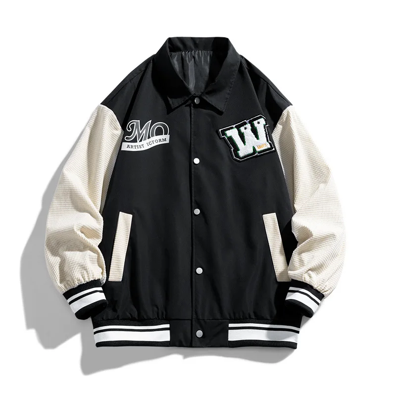 Spring and Autumn Baseball Uniform Jacket Men's Loose Couple Wear American Vintage Jacket Baseball Uniform Long Sleeve Autumn