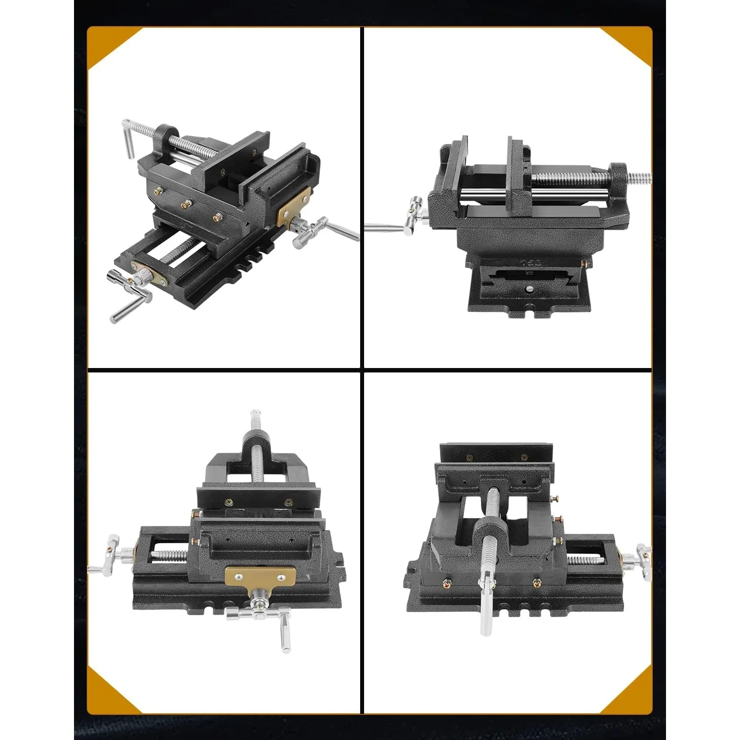 6" Cross Slide Vise, Drill Press Milling Vise, Portable Bench Clamp, 6 In Jaw Width, Table Vise Clamp for CNC Milling Machine 6