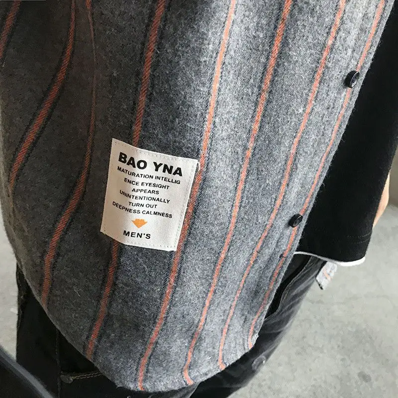 2023 New Men's Clothing Spring Autumn Long Sleeve Square Collar Commuter Plus Size Casual Business Striped Button Shirt