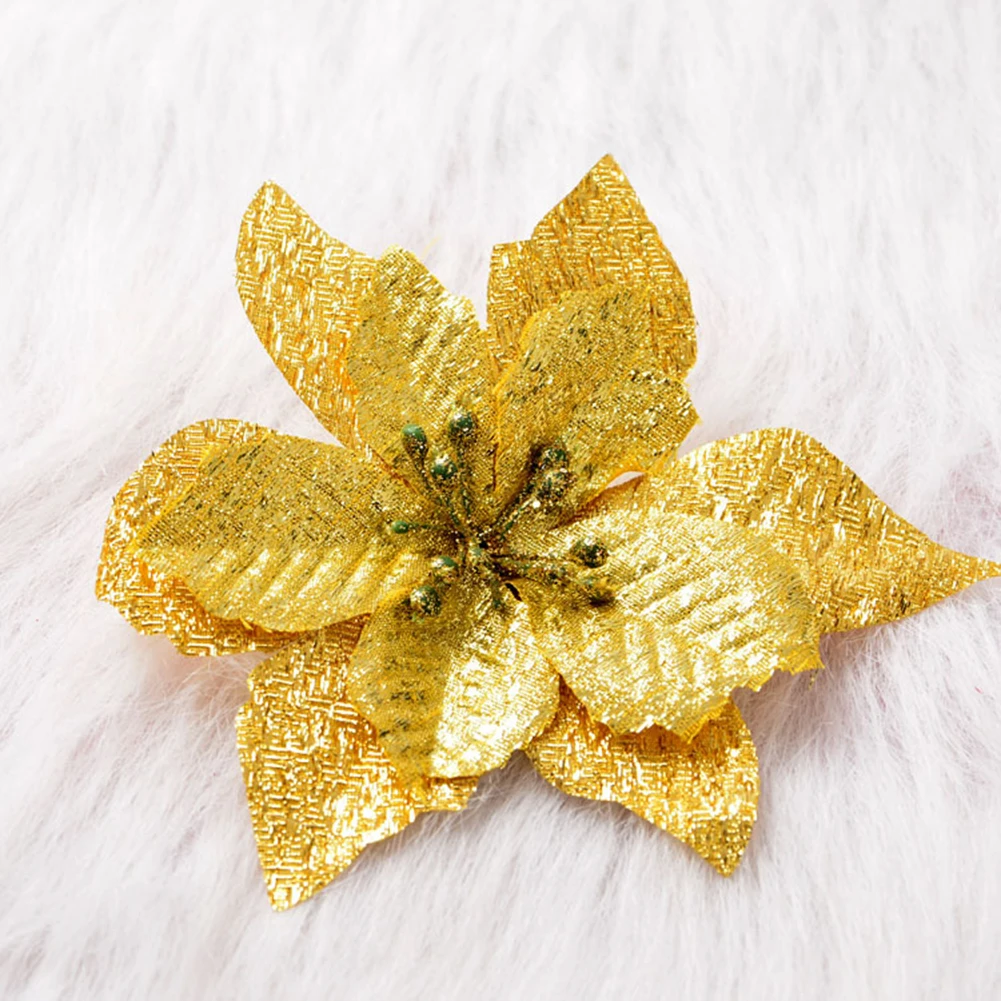 15cm Artifical Christmas Flowers Christmas Tree Decoration Happy New Year Ornaments Xmas Fake Flowers Party Decor