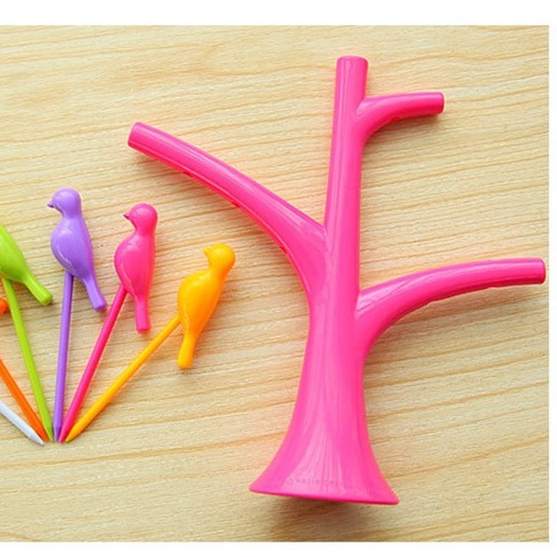 Fruit Fork Party Home Decor Bird Fruit Snack Dessert Forks Tool Tree Shape Holder Rack fruit fork