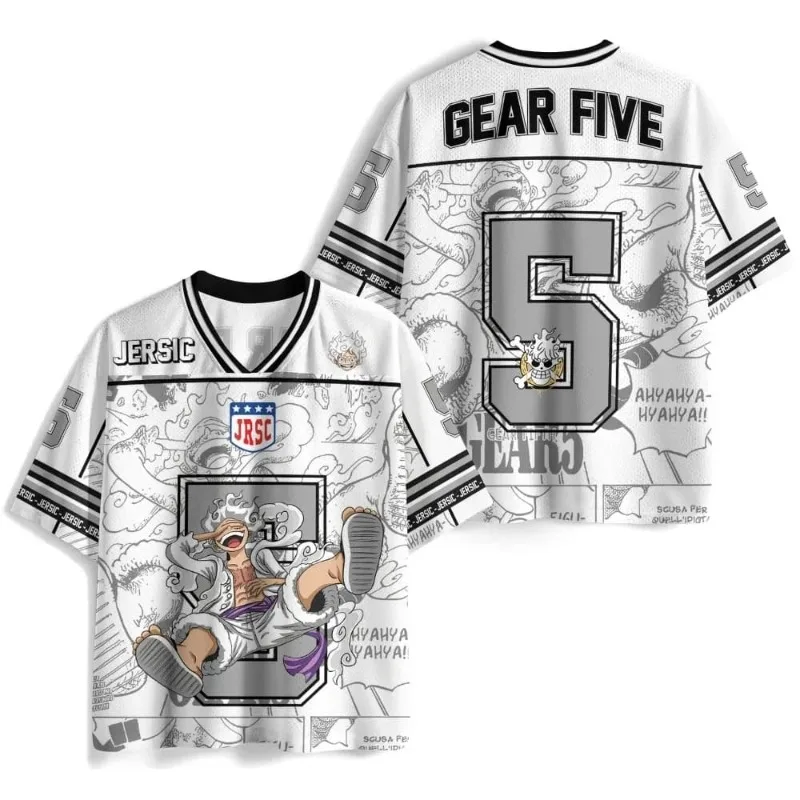 2026 Neues One Piece Gear 5 Nikka Luffy Anime-Zubehör-Jersey, Mesh Schnelltrocknend Lockerer Street-Style Kurzarm Familien-Set