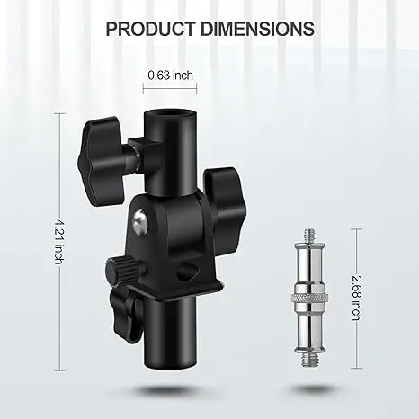 UShape Camera Flash 180&deg;Swivel Mount Bracket with Standard 1/4 to 3/8 inch Metal Male Screw Spigot Stud for softbox studio light