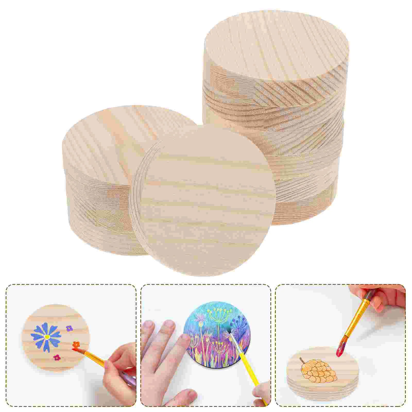 

10 PCS Scrapbooking Wood Slices for Painting Chips Round Wooden DIY Projects Hand Hubs Ornaments
