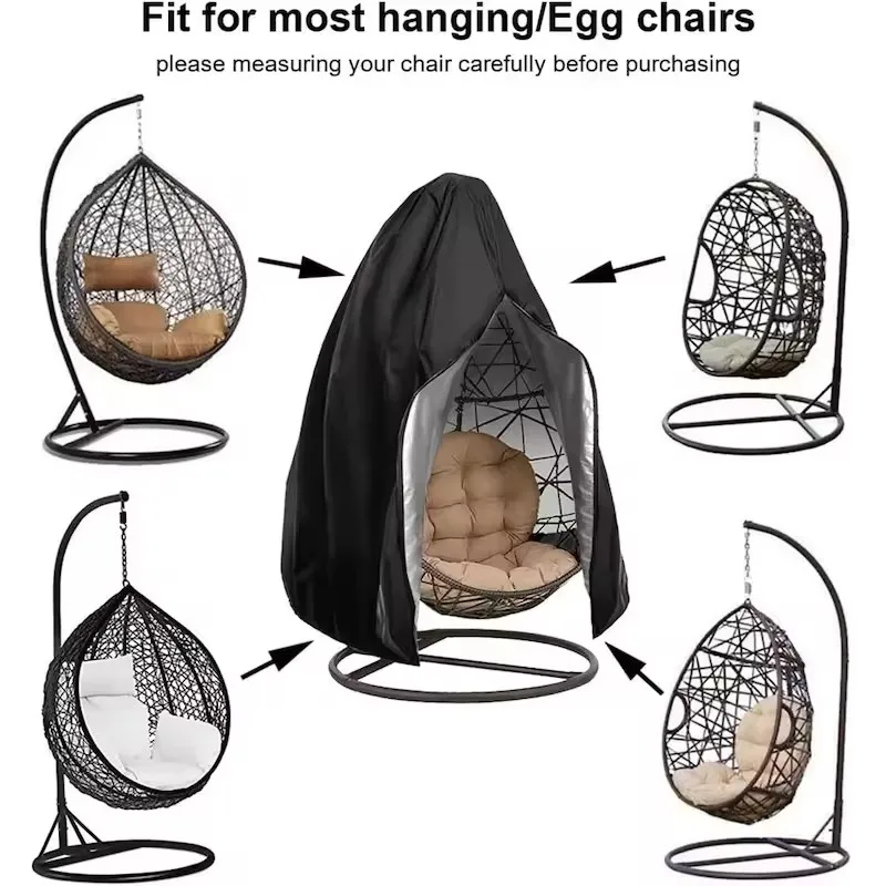 Patio Hanging Egg Chair Cover Zipper Waterproof Windproof Swing Chair Covers Buckle Outdoor Weather Resistant