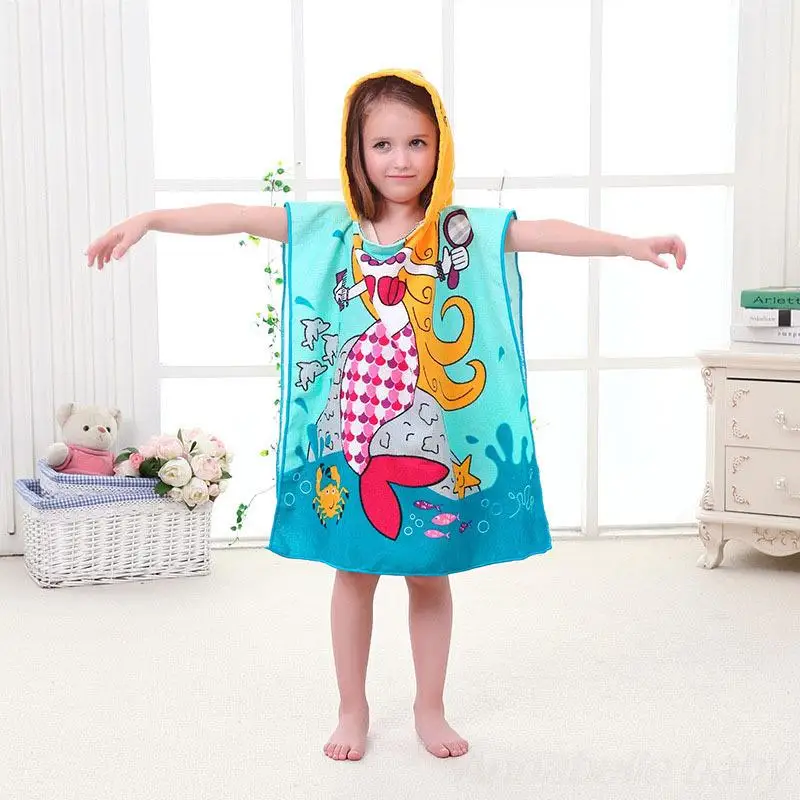 Poncho Da Bagno Bambini 100% Cotone - Asciugamano Con Cappuccio, Morbido E Assorbente - Foto 4