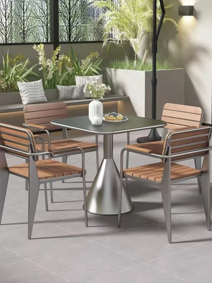 Simple casual courtyard outdoor tables and chairs milk tea shop cafe wrought iron color open-air set combination design