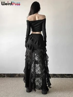 Weird Puss Tassels Women Skirts Chic Irregular Hem Multi-Layered Ruffles Lace Patchwork Summer Trend Skinny Versatile Bottoms - Image 5