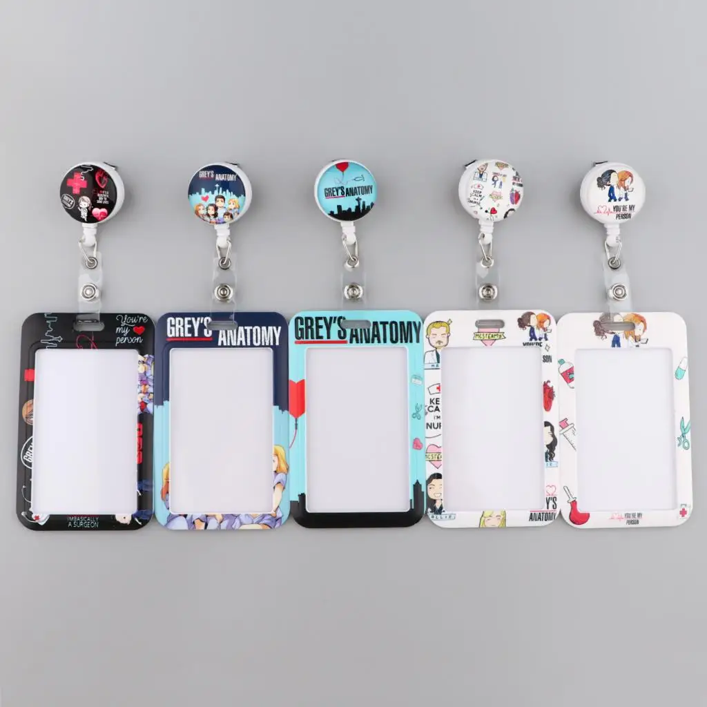Grey's Anatomy Cartoon Retractable Doctor Nurse Badge Holder Reel Cute Cartoon ID Card Holder Keychain Office School Accessories retractable badge reel badge holder badge holder keychain retractable id tag retractable id lanyard