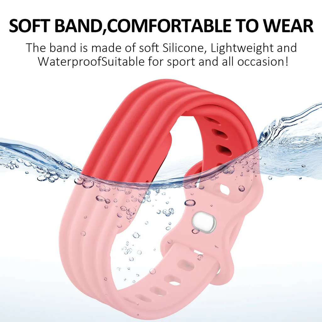Silicone Sport Replacement Watch Band - Soft Solid Color Wristband Bracelet Accessory