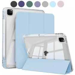 iPad Pro 11 Case with Pencil Holder and Shockproof Clear Design for Pro 11 2021 (White ice Blue)