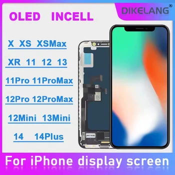 AAA+++ OLED Per iPhone X XR XS Max LCD Incell Per iPhone 11 12 Pro Max 13 Mini 14 Pro Max Plus Display Screen Digitizer Assembly
