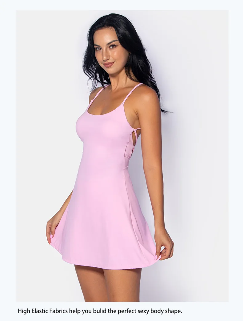 

Sexy Back Sports Dress Golf Tennis Skirt Nylon Fabric Moisture Absorption Perspiration Breathable Fitness Sports Sleeveless Wear