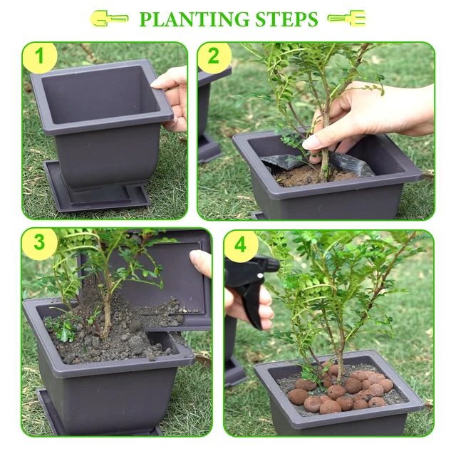 Utánzat Lila Homoktálcák Virágcserépek Korrózióálló Lélegző Négyzet És Téglalap Alakú Műanyag Virág Bonsai Növény - Image 6