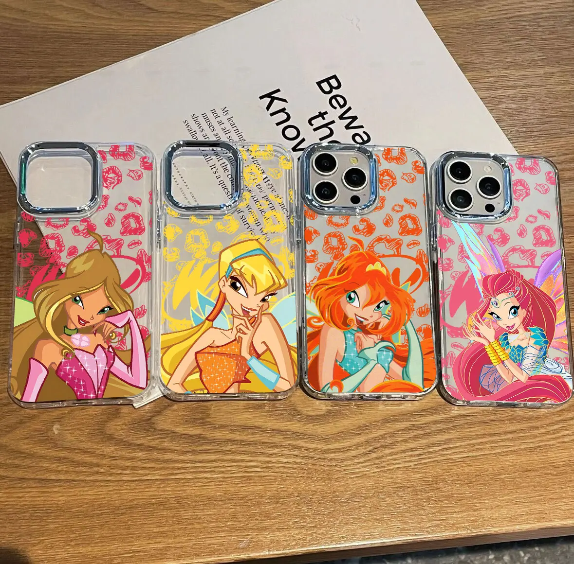 Fashionable Transparent Phone Case with Lovely Ins W-winxs Clubs Design