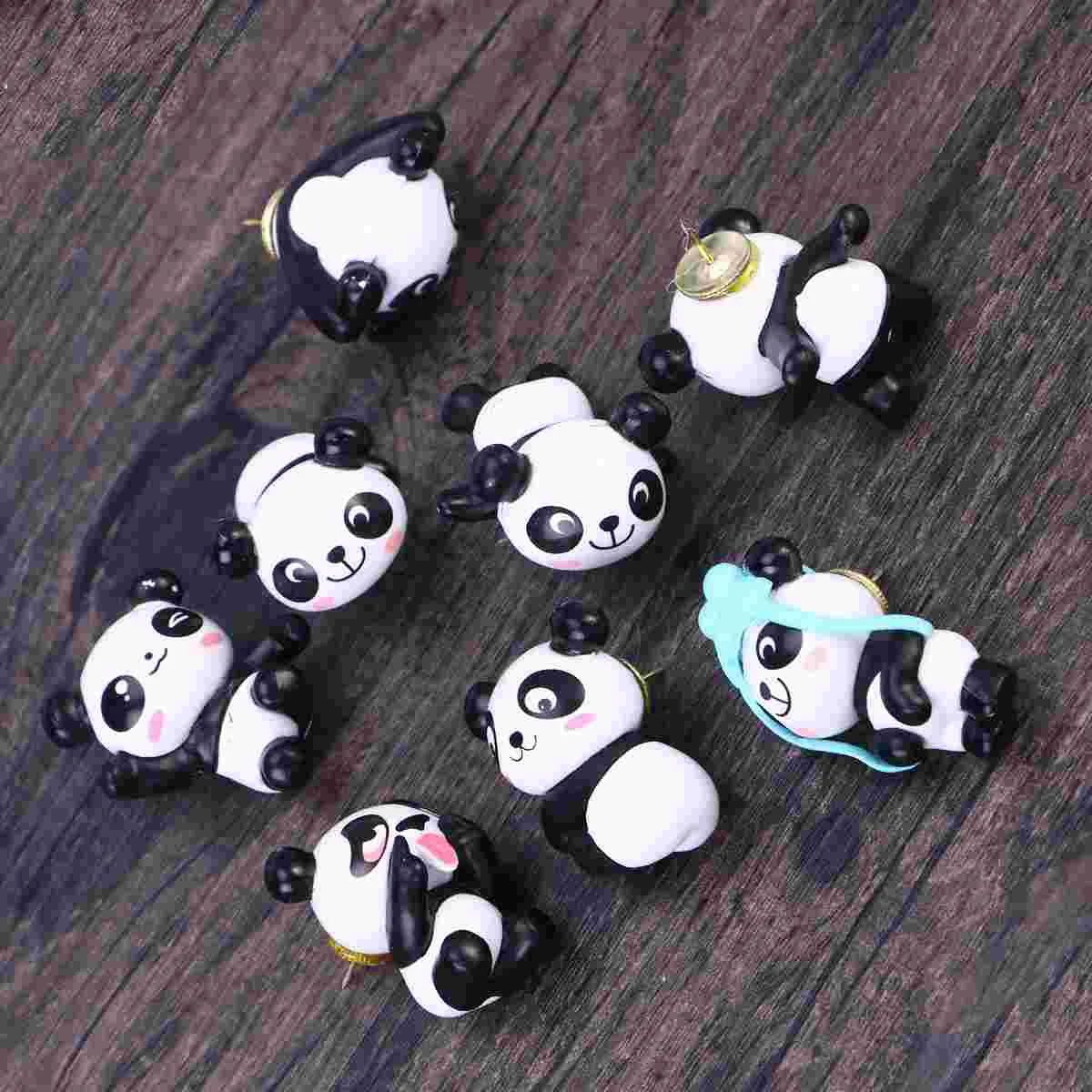 

8 Pcs Panda Plastic Thumbtacks Cartoon Drawing Pin Push Pin Set for Maps Calendar