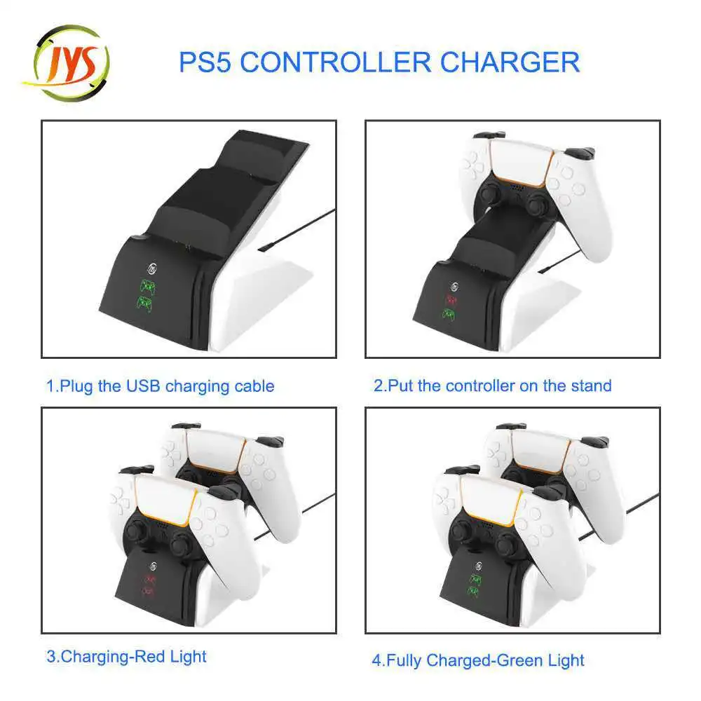 JYS-P5102 고속 충전 도크 스탠드, PS5 게임패드 듀얼 충전기 스테이션, PS5 컨트롤러 충전기 베이스