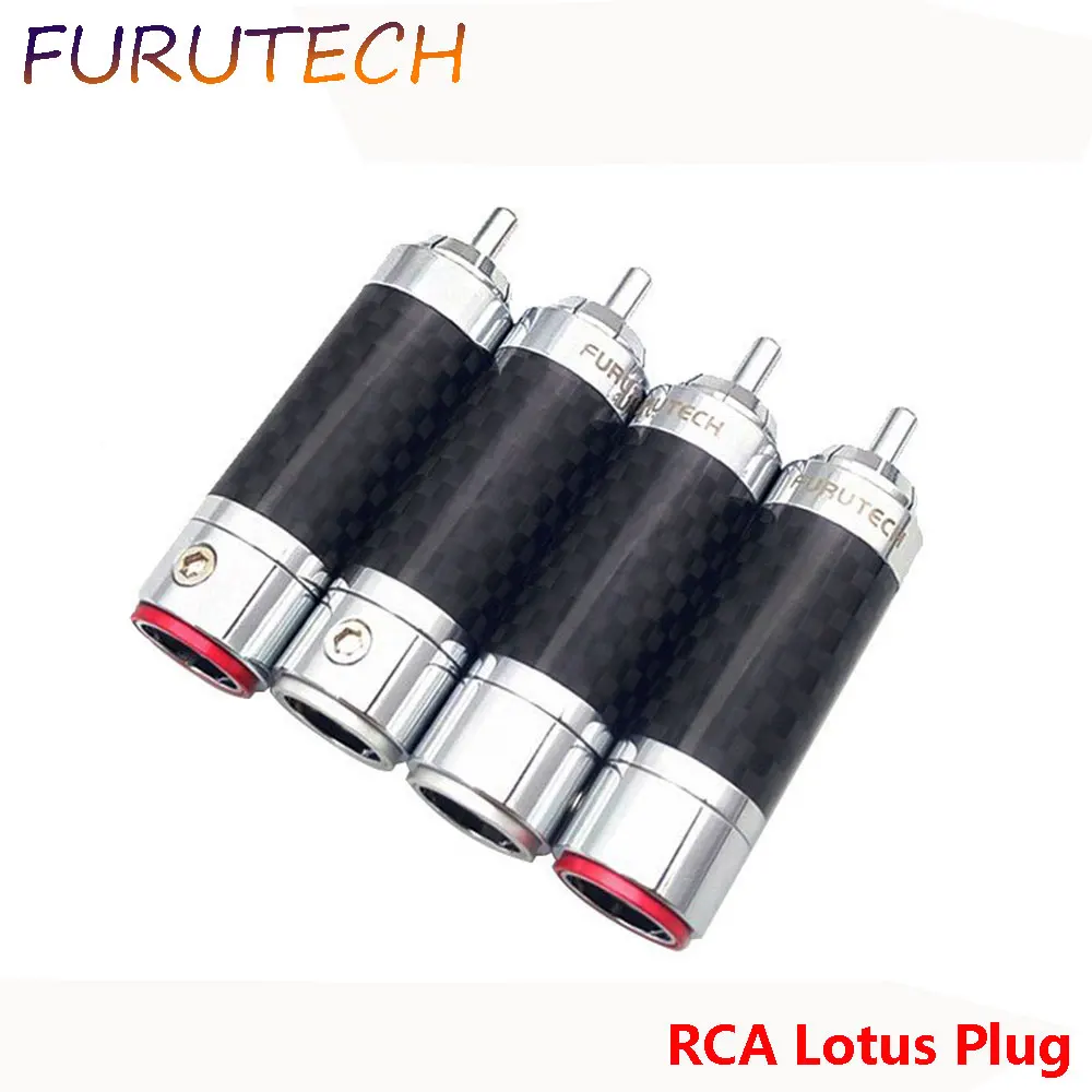 

RCA lotus head solder free self-locking plug Furutech CF-102(R) flagship carbon fiber rhodium plated Lotus socket plug adapter