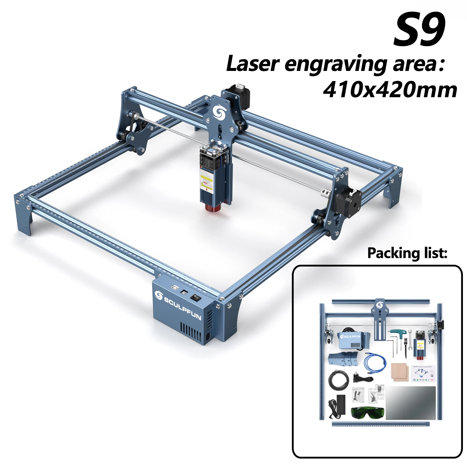 SCULPFUN S9 Laser Machine 90W CO2 Laser Effect Graveren Snijgereedschap Hoge Nauwkeurigheid 410x420mm Carving Snelle montage