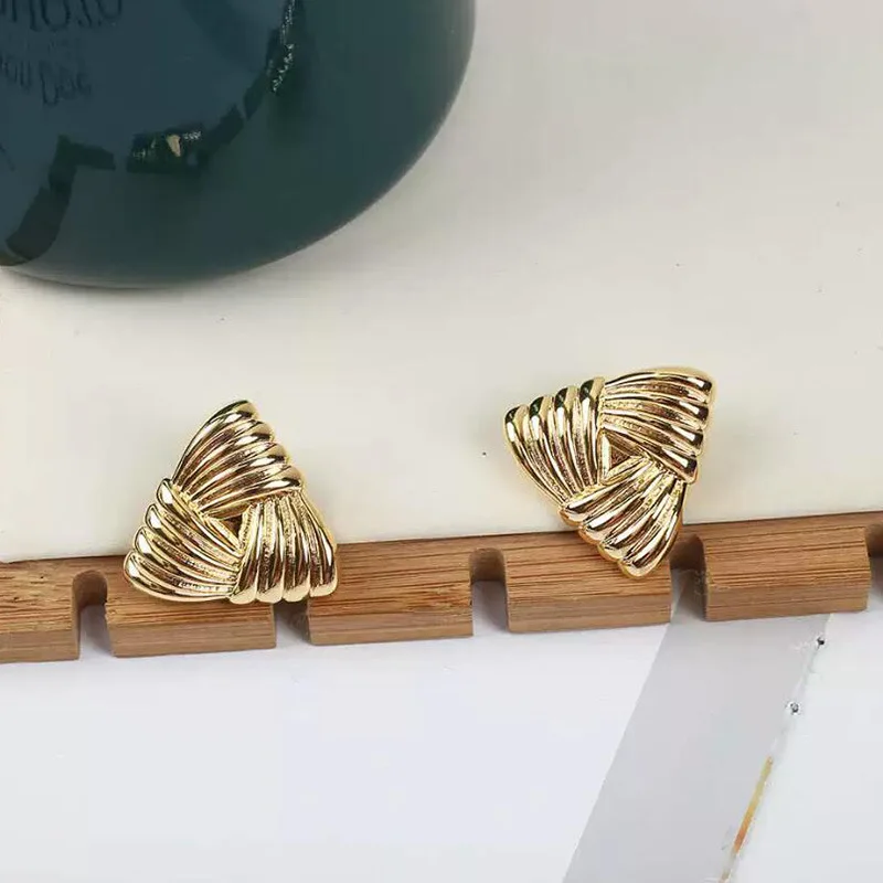 Geometric Texture Triangle Metal Earrings Stainless Steel Waterproof Fashion Trendy Ladies Valentine Gift