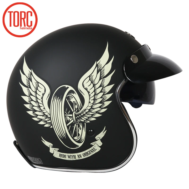 

Torc 3/4 Open Face Vintage Scotter Jet Motorcycle Helmet Retro Vespa Helmets Casque Moto Bikes Helmet