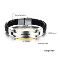 Fashion Men's Cross Stainless Steel Woven Leather Rope Bangles Religious Party Prayer Wishing Amulet Bracelet Jewelry Gift 2
