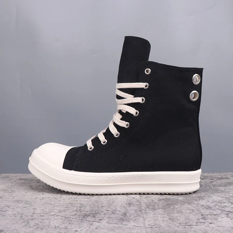 

Women's Canvas Shoes Hole Design Men's Casual Shoes Black Solid Lace-up Owens Fashion Men's Sneakers