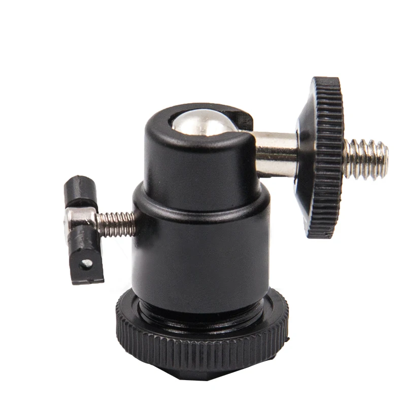 Ball Head For Camera Tripod LED Light 1/4 Screw Rotary Mount Stand Aluminum Mini Tripod Ball Head Hot Shoe Adapter Cradle tripod ball head cold shoe ball head camera head adapter camera panoramic head