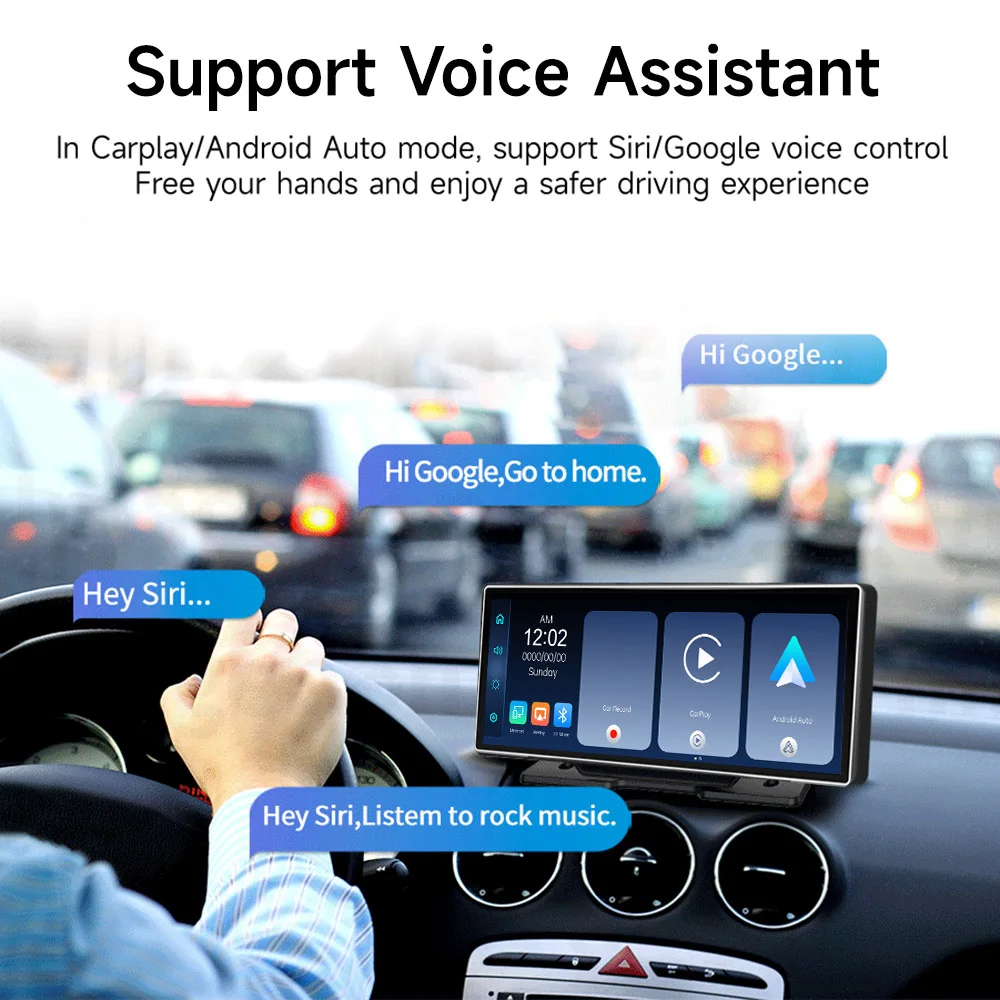 4K HD DVR Car Radio Multimedia Navigation Wireless CarPlay Apple Android Auto Mirror Music Player