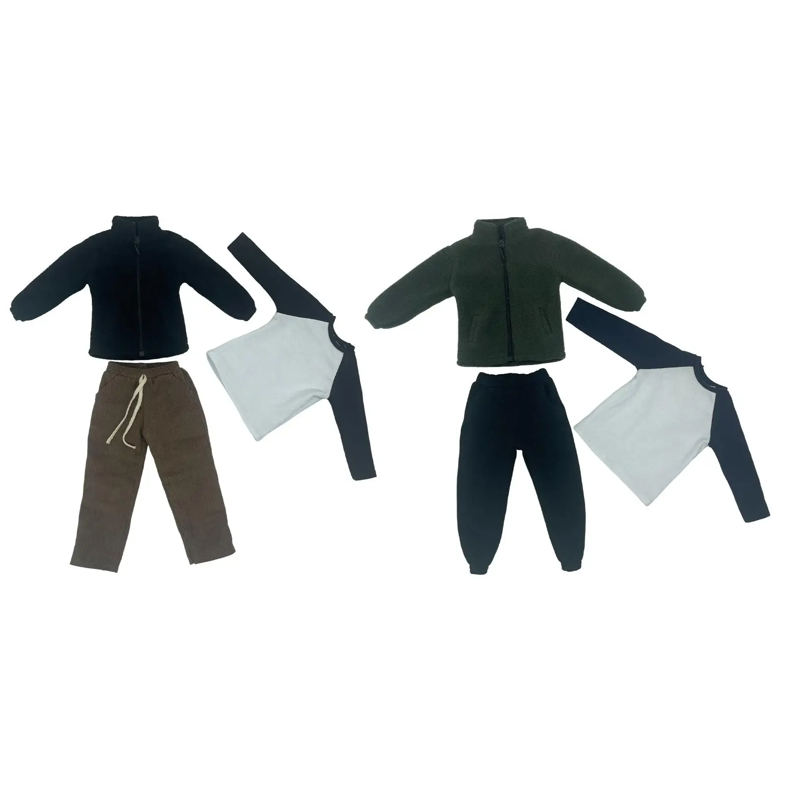 

3 Pieces 1/6 Scale Men Figure Fleece Jacket and T Shirt Pants for 12" Dolls