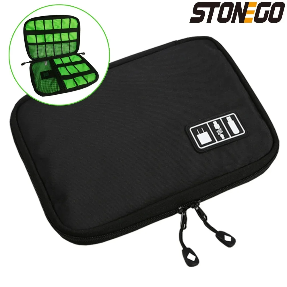 STONEGO 1PC Data Cable Storage Bag Digital U Disk Charger Waterproof Zipper Travel Earphone Accessories Storage Box