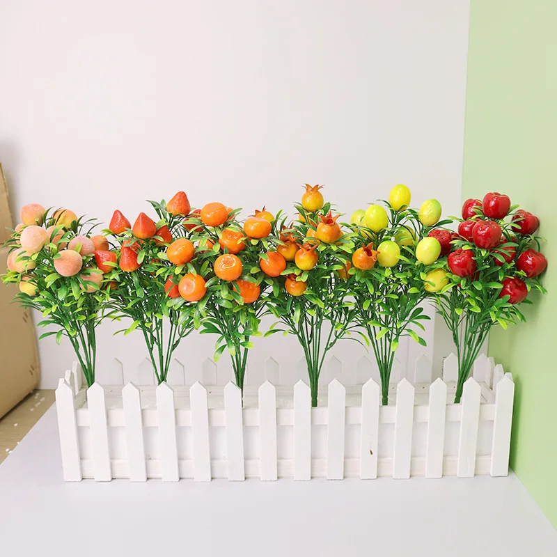 Artificial Plants Fruit Small Tree Fake Plant Flowers Potted Ornaments For Home Room Table wedding Decoration Hotel Garden Decor